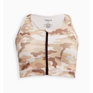 LOW-IMPACT WIRELESS ZIP-FRONT ACTIVE SPORTS BRA - NEUTRAL CAMO